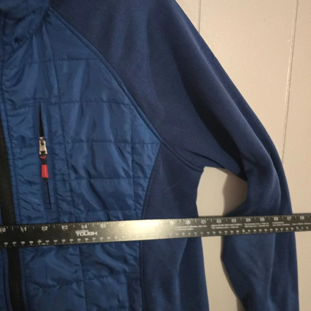 Orvis Hybrid Jacket Mens Medium Blue Quilted Fleece Full Zip‎ Mock Neck